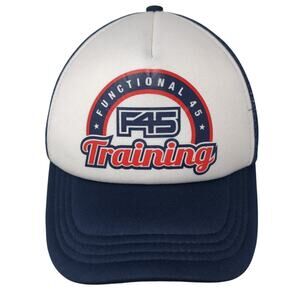 Functional F45 Training Trucker Hat Blue One Size Adjustable Mesh Back 6 Panel